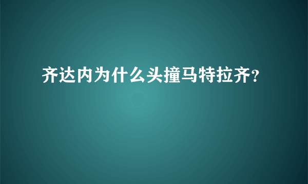 齐达内为什么头撞马特拉齐？