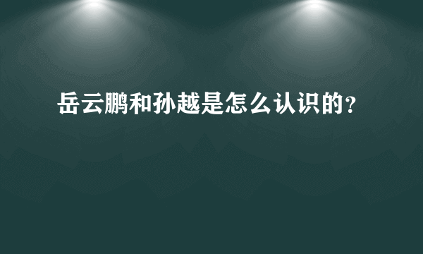 岳云鹏和孙越是怎么认识的？