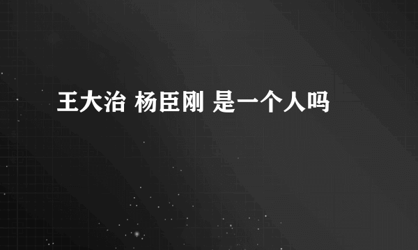 王大治 杨臣刚 是一个人吗