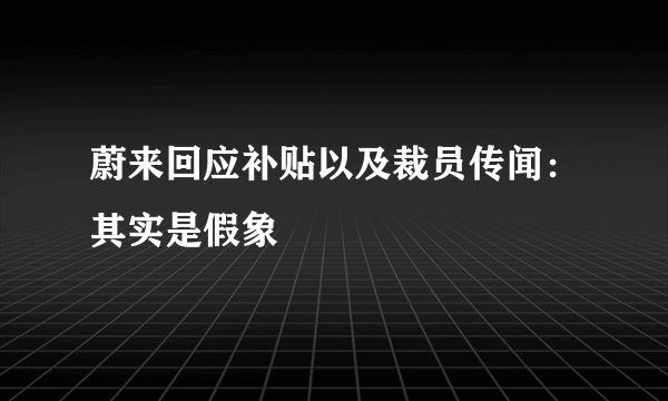 蔚来回应补贴以及裁员传闻：其实是假象