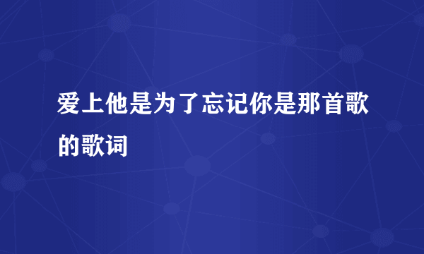 爱上他是为了忘记你是那首歌的歌词