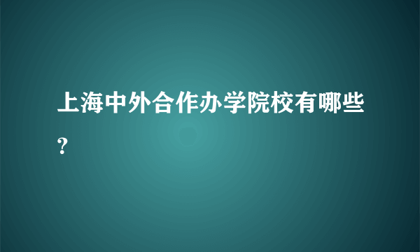 上海中外合作办学院校有哪些？