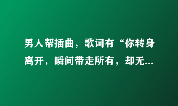 男人帮插曲，歌词有“你转身离开，瞬间带走所有，却无法将伤的痛的恨的都带走“,这首歌是什么名字？