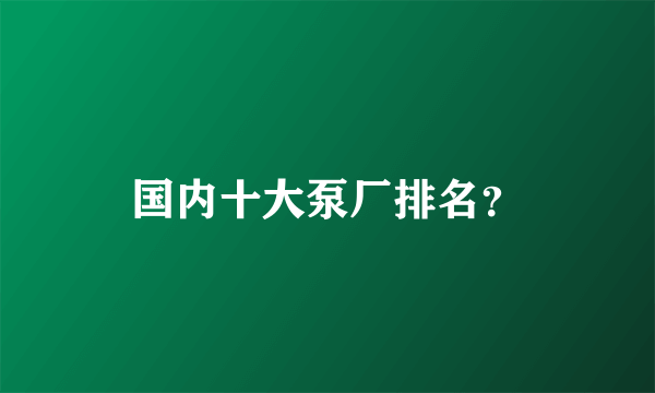 国内十大泵厂排名？