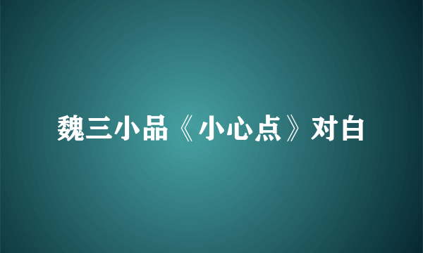 魏三小品《小心点》对白