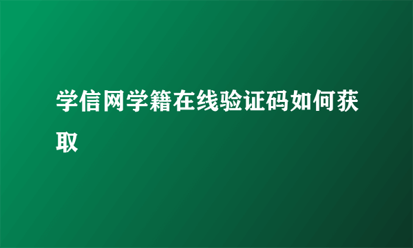 学信网学籍在线验证码如何获取