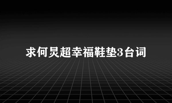 求何炅超幸福鞋垫3台词