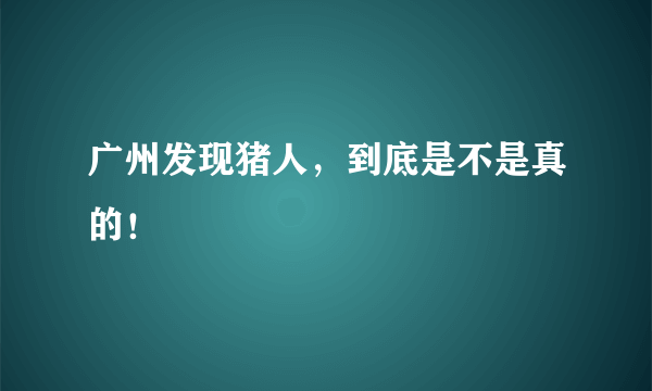 广州发现猪人，到底是不是真的！