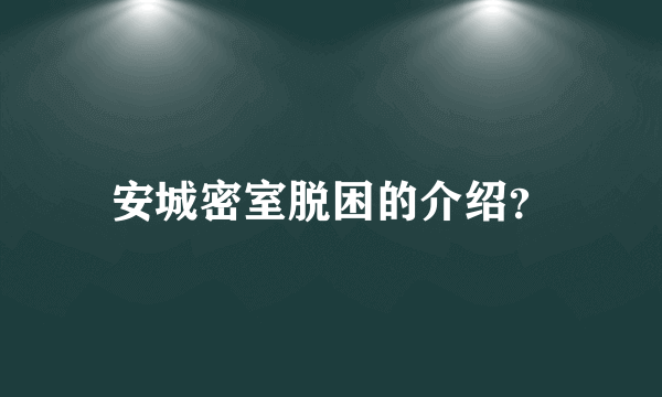 安城密室脱困的介绍？