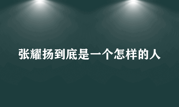 张耀扬到底是一个怎样的人