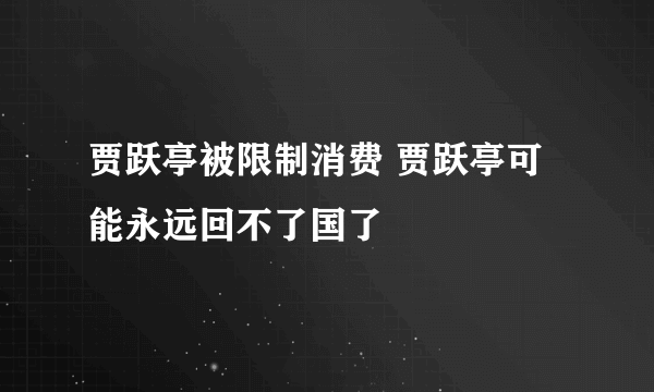 贾跃亭被限制消费 贾跃亭可能永远回不了国了