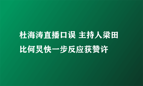 杜海涛直播口误 主持人梁田比何炅快一步反应获赞许