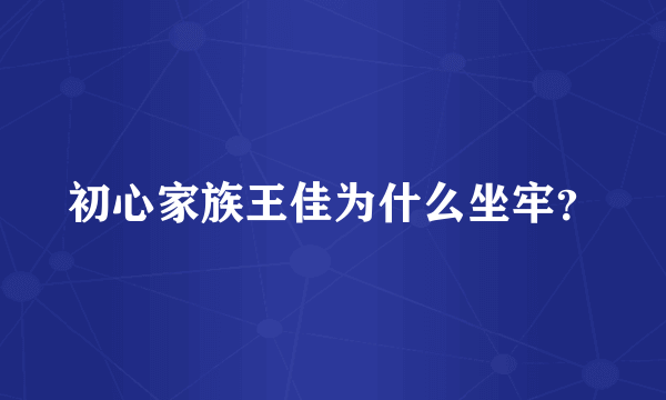 初心家族王佳为什么坐牢？