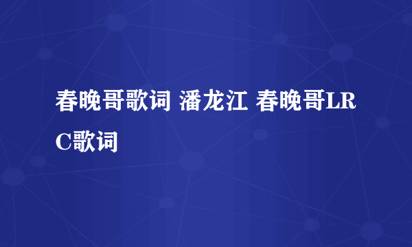 春晚哥歌词 潘龙江 春晚哥LRC歌词