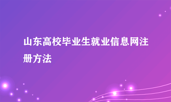 山东高校毕业生就业信息网注册方法