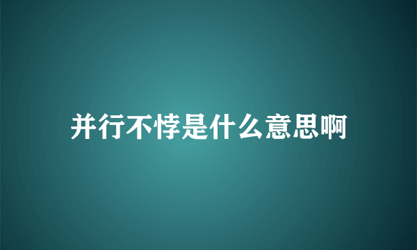 并行不悖是什么意思啊