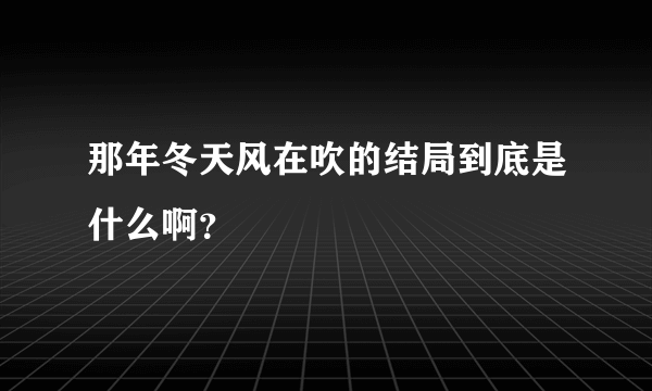 那年冬天风在吹的结局到底是什么啊？