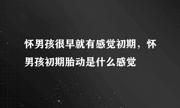 怀男孩很早就有感觉初期，怀男孩初期胎动是什么感觉