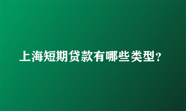 上海短期贷款有哪些类型？