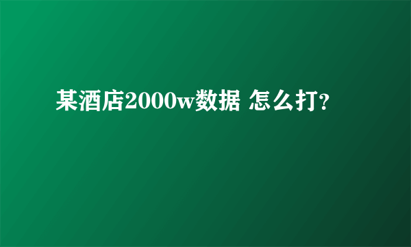 某酒店2000w数据 怎么打？