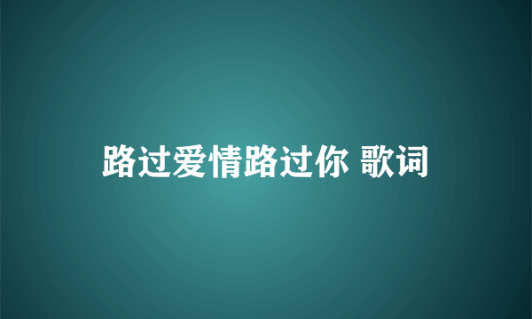 路过爱情路过你 歌词