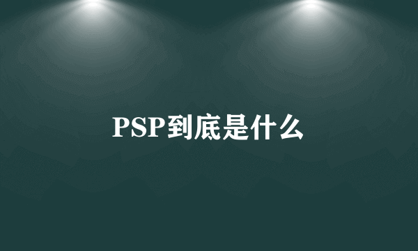 PSP到底是什么