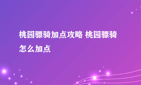 桃园骠骑加点攻略 桃园骠骑怎么加点