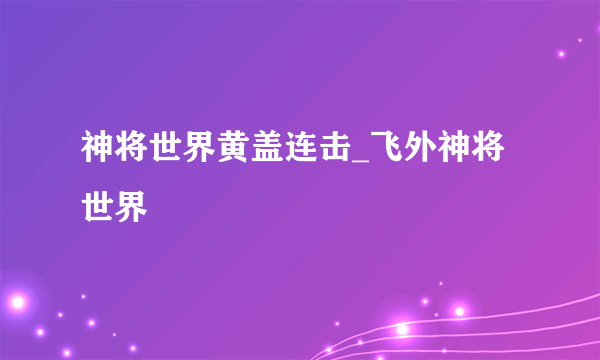 神将世界黄盖连击_飞外神将世界