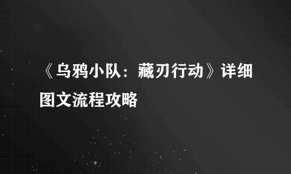 《乌鸦小队：藏刃行动》详细图文流程攻略