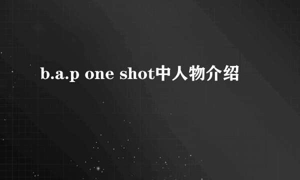 b.a.p one shot中人物介绍