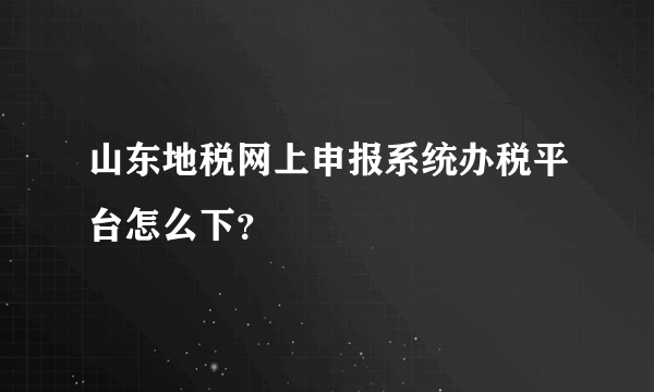 山东地税网上申报系统办税平台怎么下？