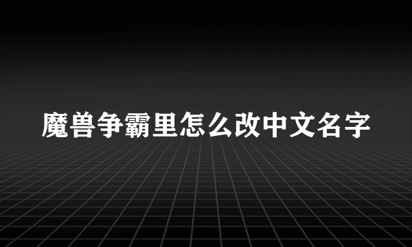 魔兽争霸里怎么改中文名字