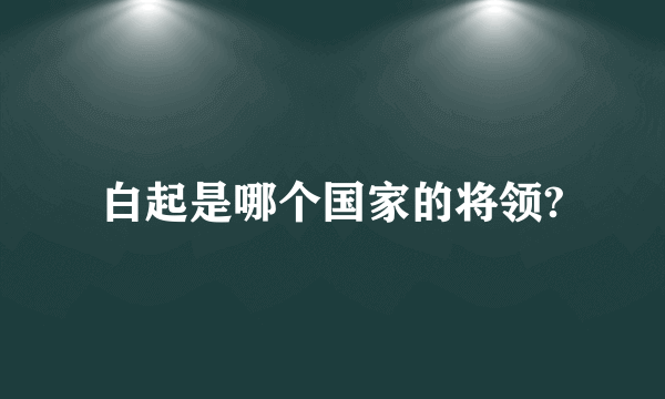 白起是哪个国家的将领?