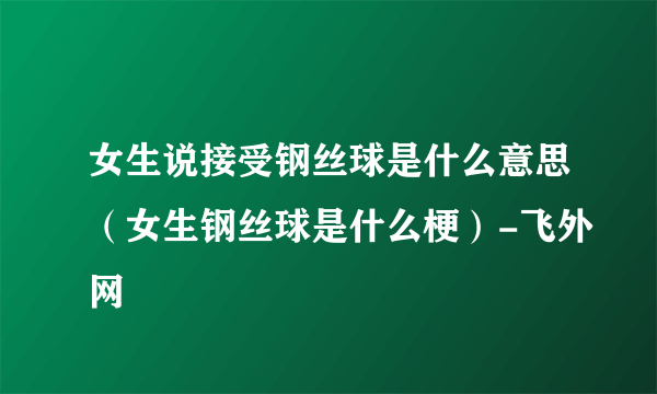 女生说接受钢丝球是什么意思（女生钢丝球是什么梗）-飞外网