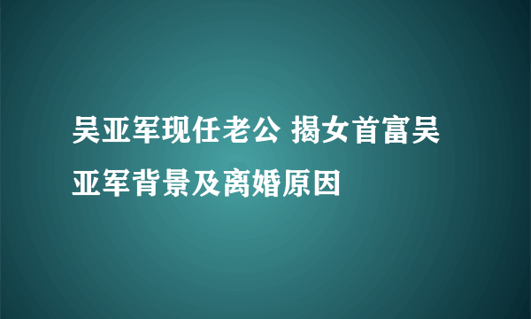 吴亚军现任老公 揭女首富吴亚军背景及离婚原因