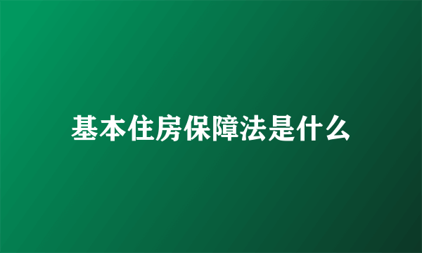 基本住房保障法是什么