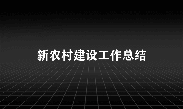 新农村建设工作总结