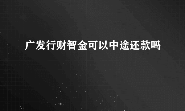 广发行财智金可以中途还款吗