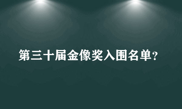 第三十届金像奖入围名单？