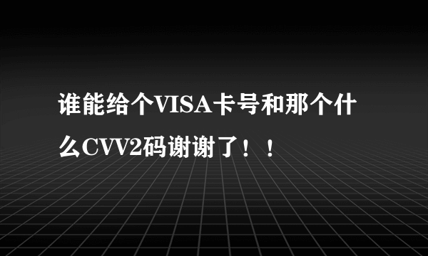 谁能给个VISA卡号和那个什么CVV2码谢谢了！！