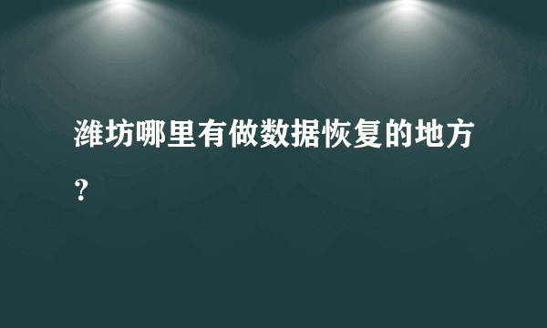 潍坊哪里有做数据恢复的地方？