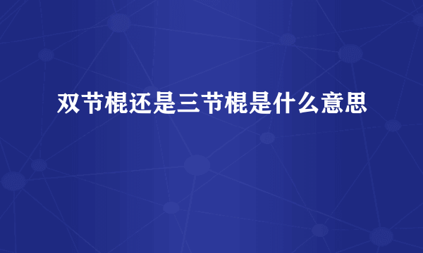 双节棍还是三节棍是什么意思