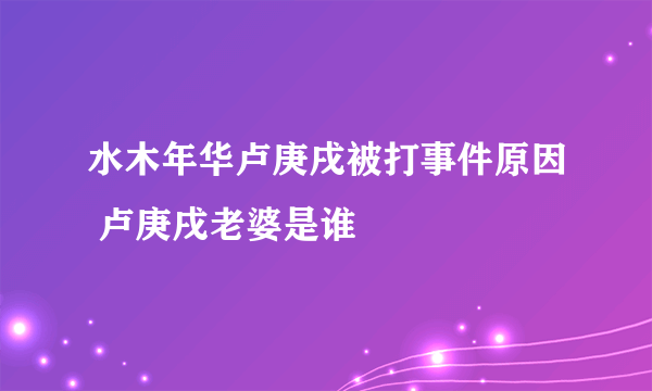 水木年华卢庚戌被打事件原因 卢庚戌老婆是谁