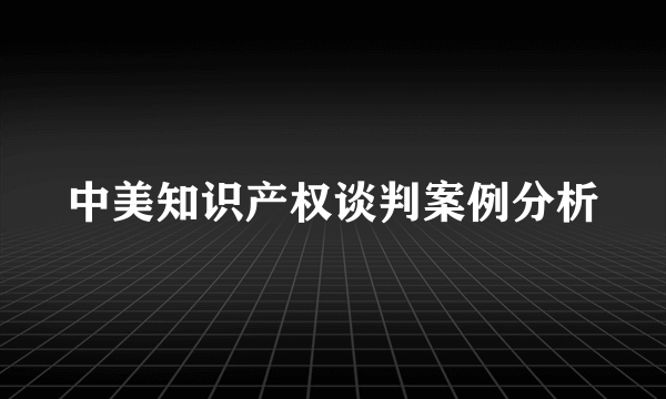 中美知识产权谈判案例分析