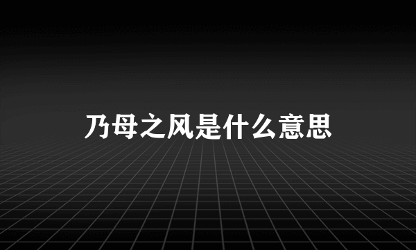 乃母之风是什么意思