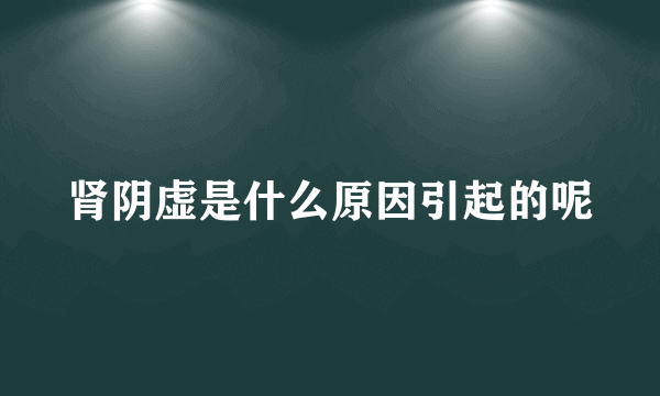 肾阴虚是什么原因引起的呢