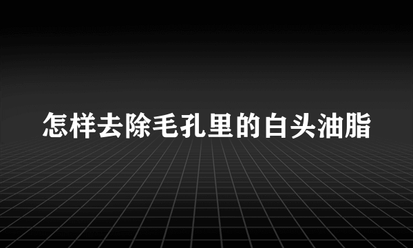 怎样去除毛孔里的白头油脂