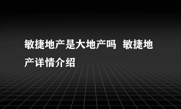 敏捷地产是大地产吗  敏捷地产详情介绍