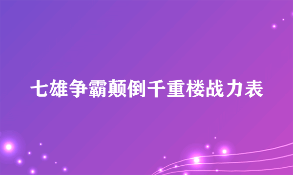 七雄争霸颠倒千重楼战力表