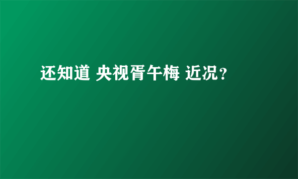 还知道 央视胥午梅 近况？